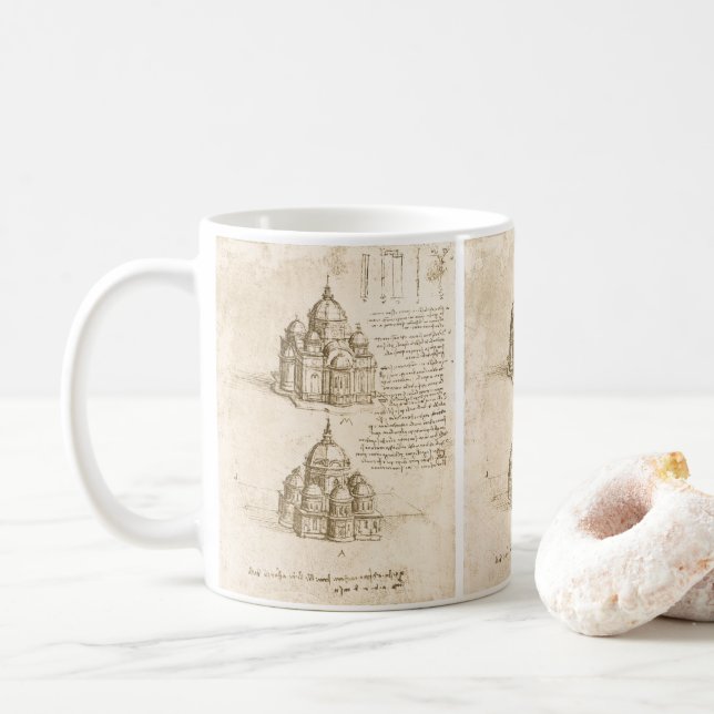 Leonardo da Vincis arkitektoniska katedralstudie Kaffemugg (Med munk)
