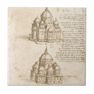 Leonardo da Vincis arkitektoniska katedralstudie Kakelplatta