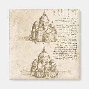 Leonardo da Vincis arkitektoniska katedralstudie Magnet
