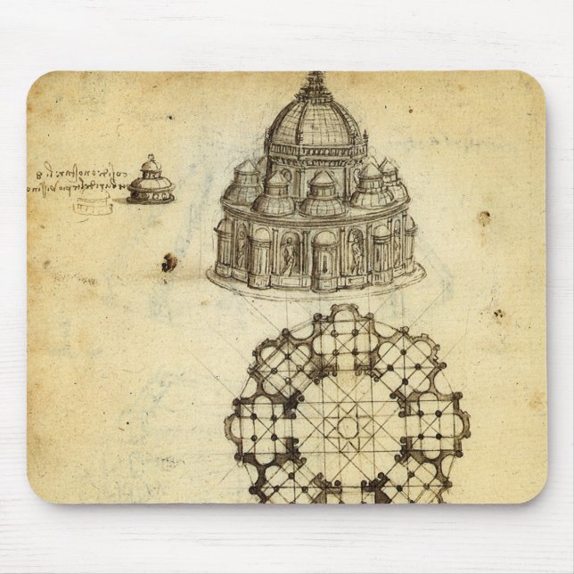 Leonardo da Vincis arkitektoniska katedralstudie Musmatta (Framsidan)