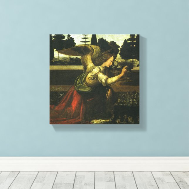 Leonardo da Vincis Bebådelse Canvastryck (Insitu (trägolv))