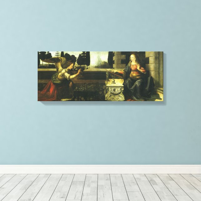 Leonardo da Vincis Bebådelsen Canvastryck (Insitu (trägolv))