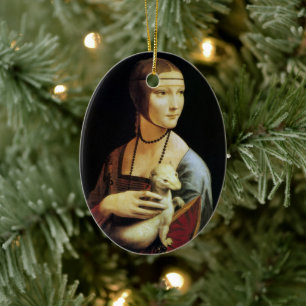 Leonardo da Vincis Dam med hermelin Julgransprydnad Keramik