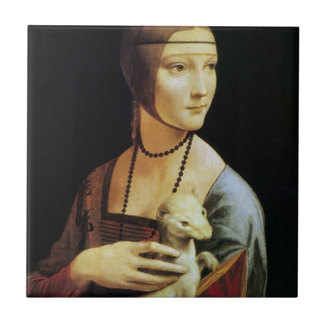 Leonardo da Vincis Dam med hermelin Kakelplatta (Framsidan)