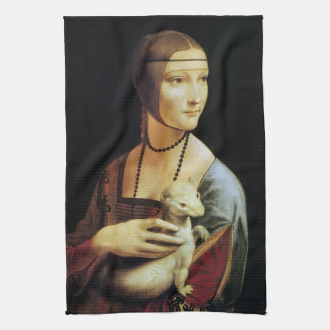 Leonardo da Vincis Dam med hermelin Kökshandduk (Vertikal)