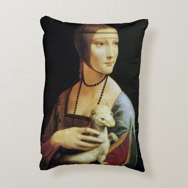 Leonardo da Vincis Dam med hermelin Prydnadskudde (Baksidan(Vertikal))