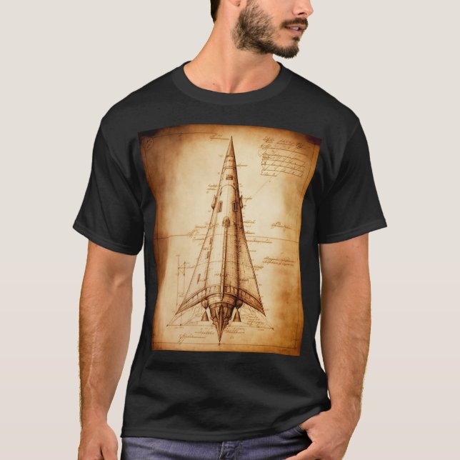 Leonardo da Vincis enda raketdesign T Shirt (Framsida)