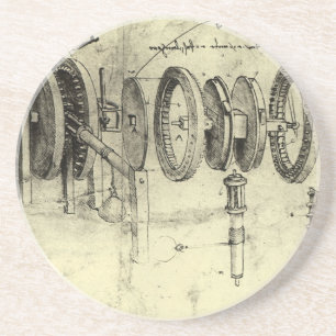 Leonardo da Vinci's Engineering Sketch of a Wheel Underlägg Sandsten