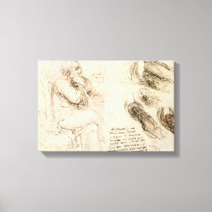 Leonardo da Vincis Gamle man och vattenskiss Canvastryck