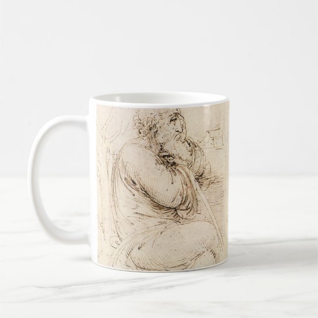 Leonardo da Vincis Gamle man och vattenskiss Kaffemugg (Vänster)