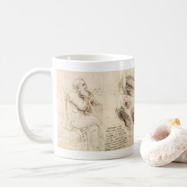 Leonardo da Vincis Gamle man och vattenskiss Kaffemugg (Med munk)