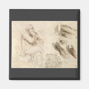 Leonardo da Vincis Gamle man och vattenskiss Magnet