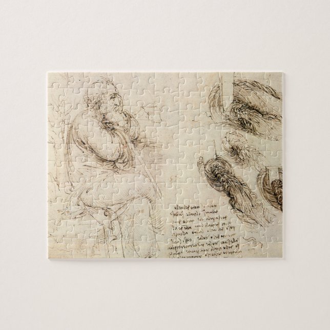 Leonardo da Vincis Gamle man och vattenskiss Pussel (Horisontell)