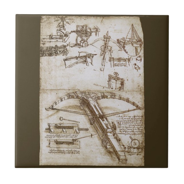 Leonardo da Vinci's Giant Crossbow Weapon Sketch Kakelplatta (Framsidan)