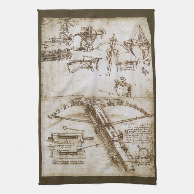 Leonardo da Vinci's Giant Crossbow Weapon Sketch Kökshandduk (Vertikal)
