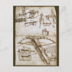 Leonardo da Vinci's Giant Crossbow Weapon Sketch Vykort