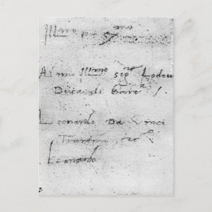 Leonardo da Vincis handstil Vykort