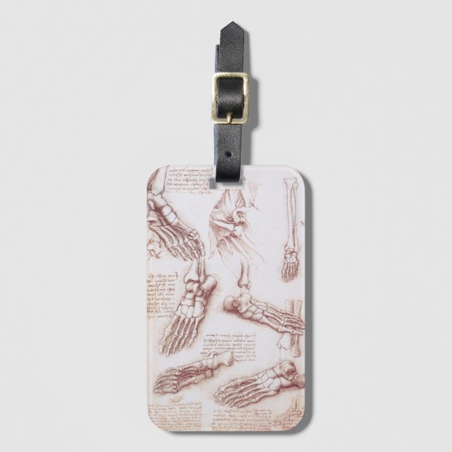 Leonardo da Vinci's Human Anatomy Foot Bones Bagagebricka (Framsida vertikal)