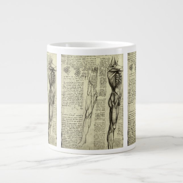 Leonardo da Vinci's Human Anatomy Male Muscles Jumbo Mugg (Framsidan)
