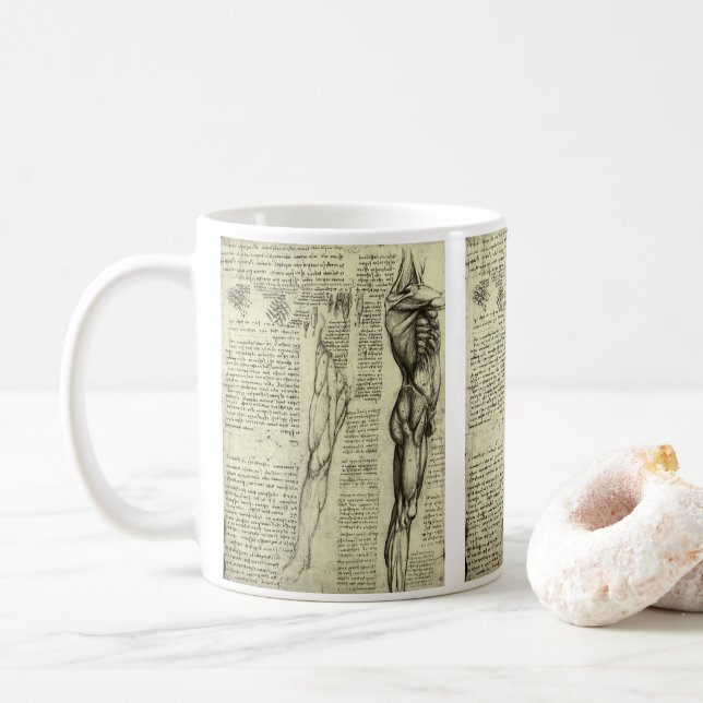 Leonardo da Vinci's Human Anatomy Male Muscles Kaffemugg (Med munk)