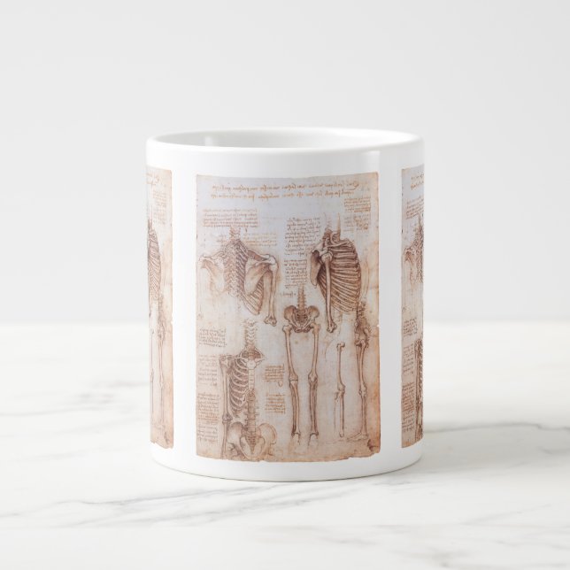 Leonardo da Vinci's Human Anatomy Skeleton Bones Jumbo Mugg (Framsidan)