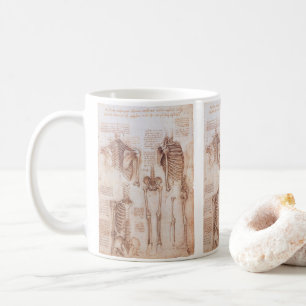 Leonardo da Vinci's Human Anatomy Skeleton Bones Kaffemugg