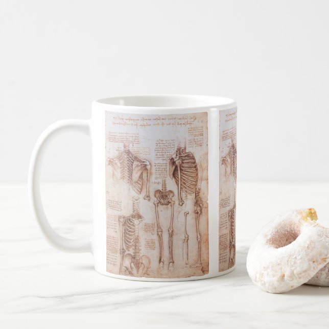 Leonardo da Vinci's Human Anatomy Skeleton Bones Kaffemugg (Med munk)
