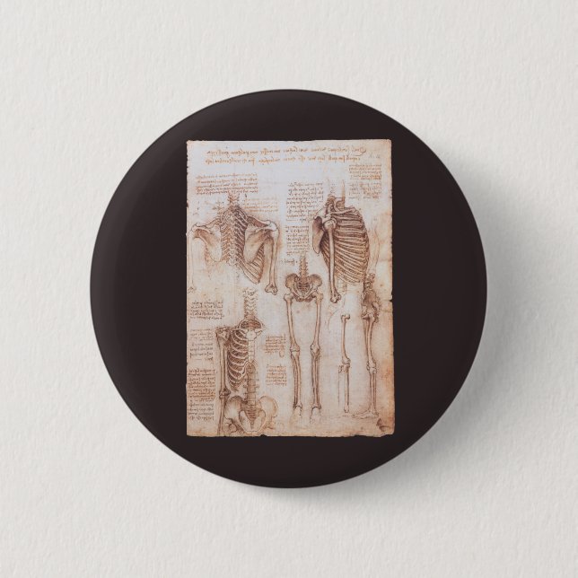 Leonardo da Vinci's Human Anatomy Skeleton Bones Knapp (Framsida)