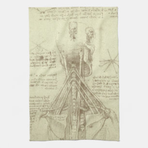 Leonardo da Vinci's Human Anatomy Spinal Column Kökshandduk