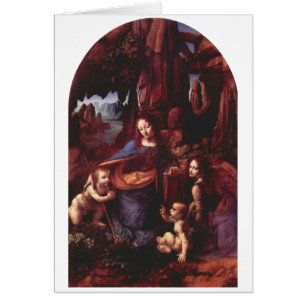 Leonardo da Vincis Jungfru (Madonna) av klipporna Hälsningskort