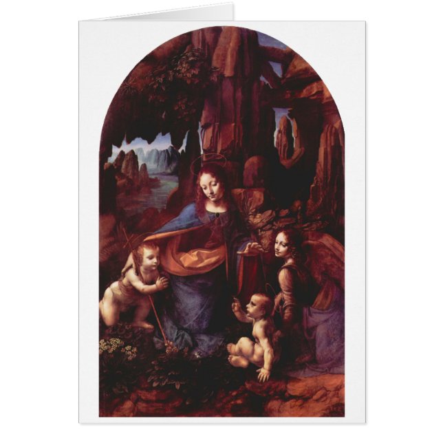 Leonardo da Vincis Jungfru (Madonna) av klipporna Hälsningskort (Framsidan)
