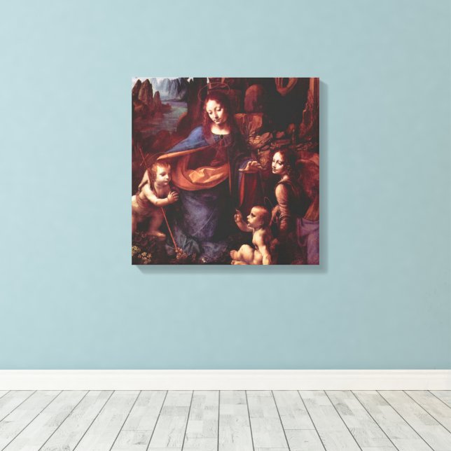 Leonardo da Vincis Jungfru Maria av klipporna Canvastryck (Insitu (trägolv))