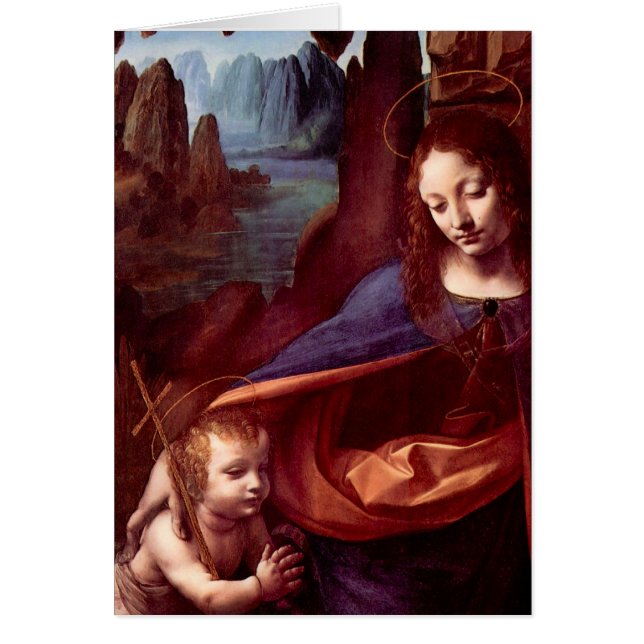 Leonardo da Vincis Jungfru Maria av klipporna Hälsningskort (Framsidan)