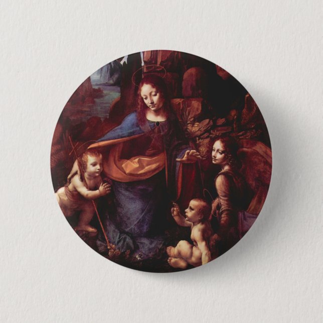 Leonardo da Vincis Jungfru Maria av klipporna Knapp (Framsida)