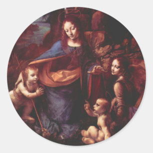 Leonardo da Vincis Jungfru Maria av klipporna Runt Klistermärke