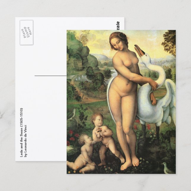 Leonardo da Vincis Leda och svanen Vykort (Fram/baksida)