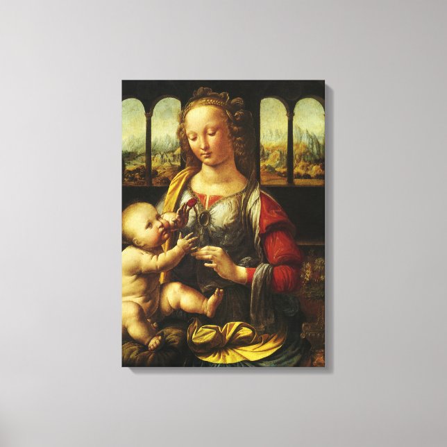 Leonardo da Vinci's Madonna of the Carnation Canvastryck (Framsida)