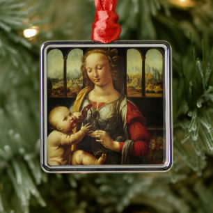 Leonardo da Vincis Madonnan med nejlikan Julgransprydnad Metall