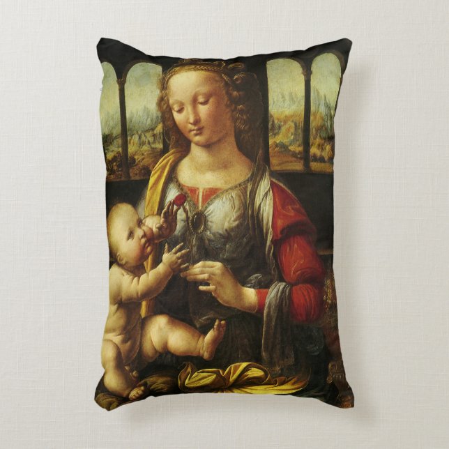 Leonardo da Vincis Madonnan med nejlikan Prydnadskudde (Framsidan(Vertikal))