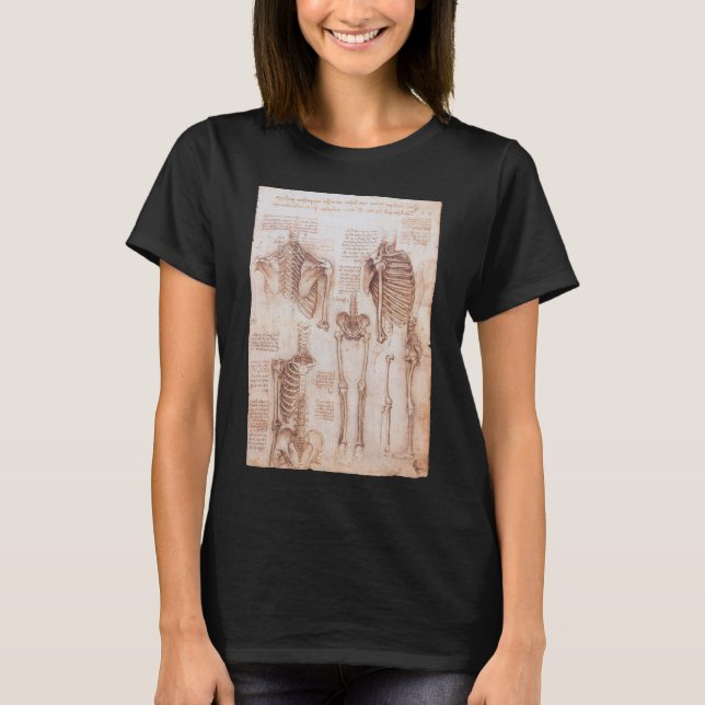Leonardo da Vincis människa anatomi skelettben Tee Shirt (Framsida)