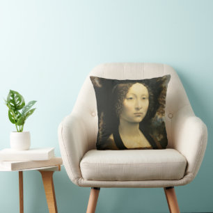 Leonardo da Vincis Porträtt av Ginevra Benci Kudde
