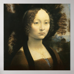 Leonardo da Vincis Porträtt av Ginevra Benci Poster