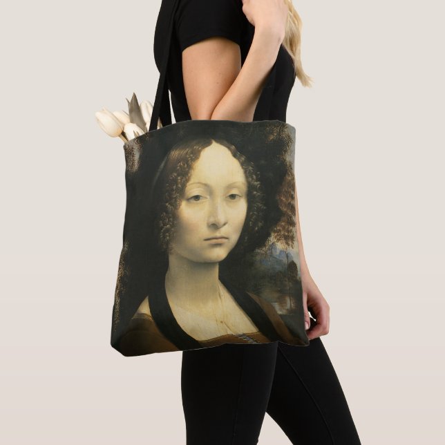 Leonardo da Vincis Porträtt av Ginevra Benci Tygkasse (Närbild)