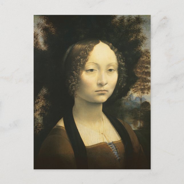 Leonardo da Vincis Porträtt av Ginevra Benci Vykort (Framsida)