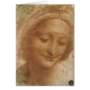 Leonardo da Vincis Porträtt i Saint Anne Study Hälsningskort