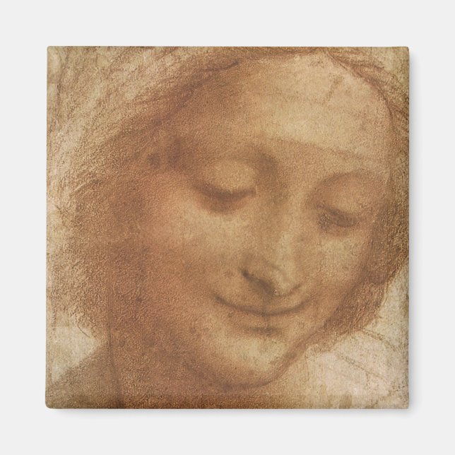 Leonardo da Vincis Porträtt i Saint Anne Study Magnet (Framsidan)