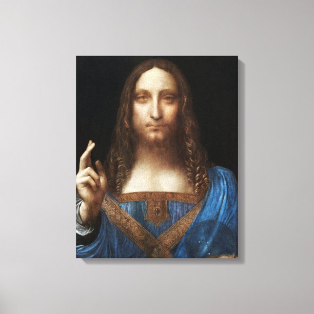 Leonardo da Vincis Salvator Mundi Canvastryck (Framsida)