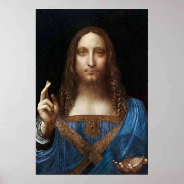 Leonardo da Vinci's Salvator Mundi (cirka 1500) Poster (Framsidan)