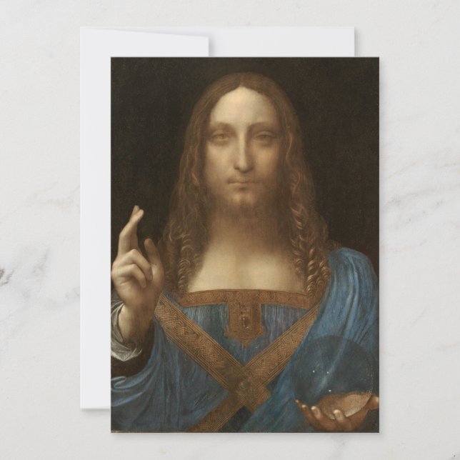 Leonardo da Vincis Salvator Mundi (Jesu Kristi) Inbjudningar (Framsida)