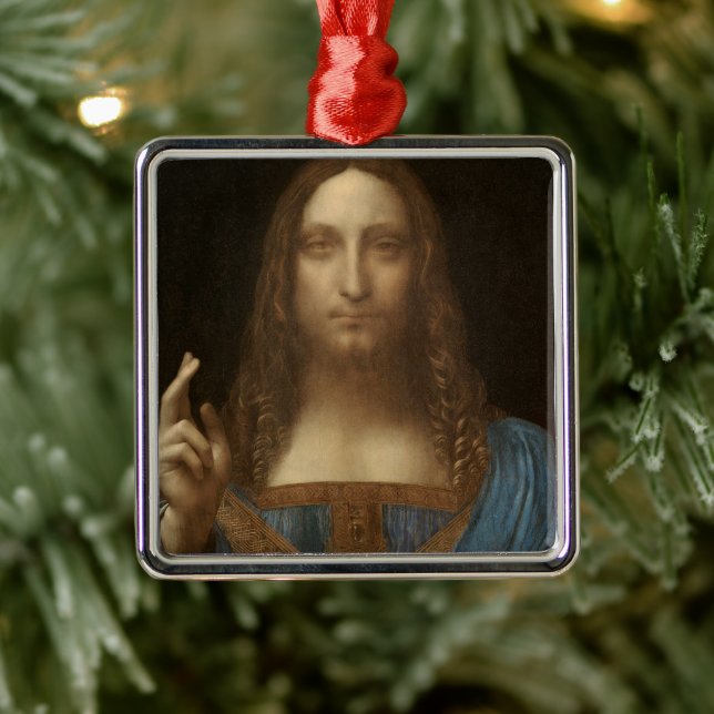 Leonardo da Vincis Salvator Mundi (Jesu Kristi) Julgransprydnad Metall (Träd)